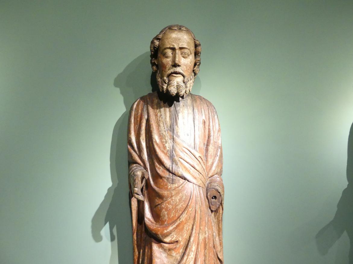 Meister der Apostelfiguren (Breslau) (Werkstatt) (1349–1362), Apostel Petrus (?), Breslau, Kirche St. Maria Magdalena, jetzt Breslau, Nationalmuseum, 1. OG, schlesische Kunst 14.-16. Jhd., Saal 2, 2. Drittel 14. Jhd., Bild 2/3