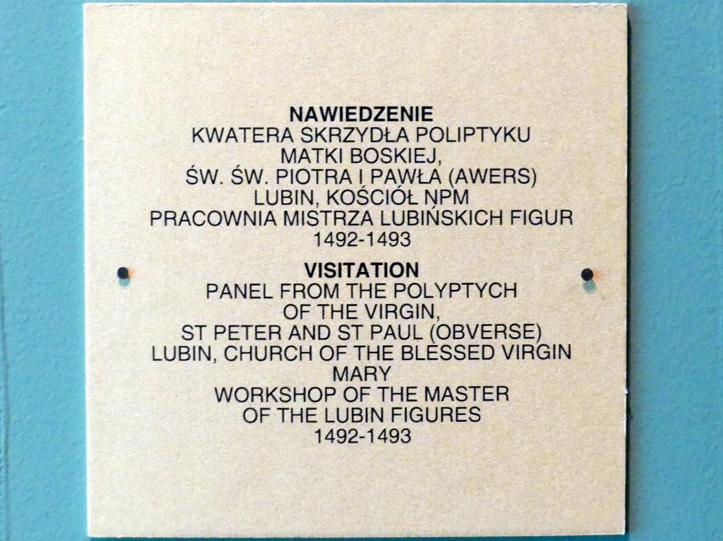 Mariä Heimsuchung, Lubin, Kirche Unsere Liebe Frau von Tschenstochau, jetzt Breslau, Nationalmuseum, 1. OG, schlesische Kunst 14.-16. Jhd., Saal 7, 1492–1493, Bild 2/2