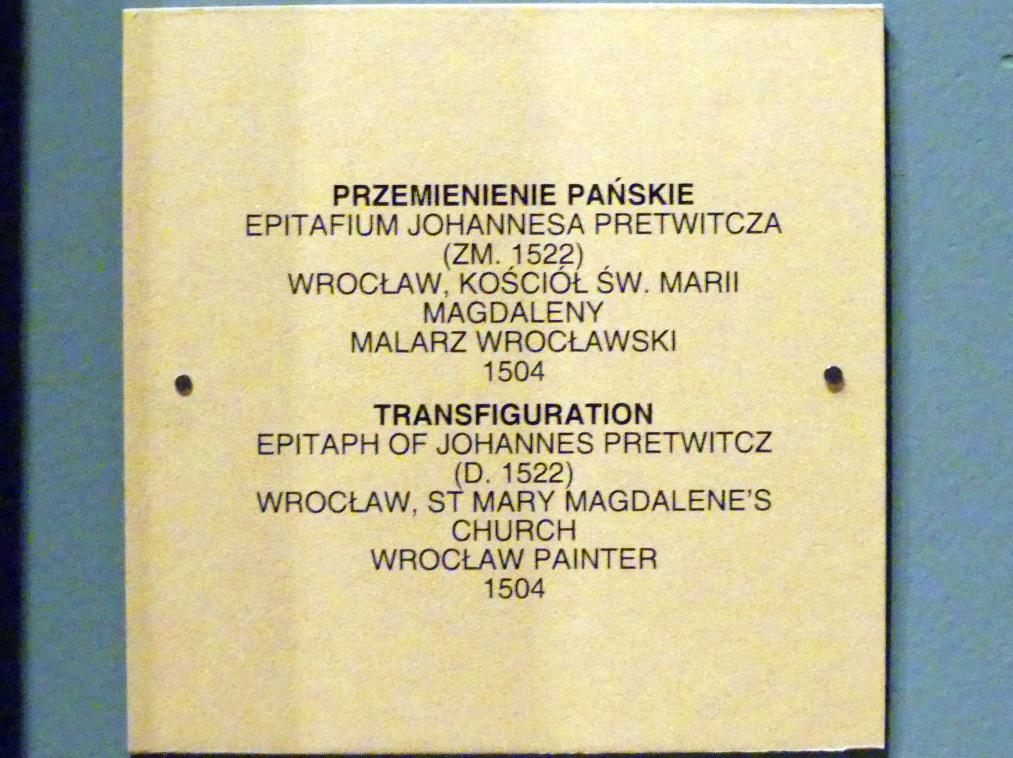 Verklärung Christi, Breslau, Kirche St. Maria Magdalena, jetzt Breslau, Nationalmuseum, 1. OG, schlesische Kunst 14.-16. Jhd., Saal 8, 1504, Bild 3/3