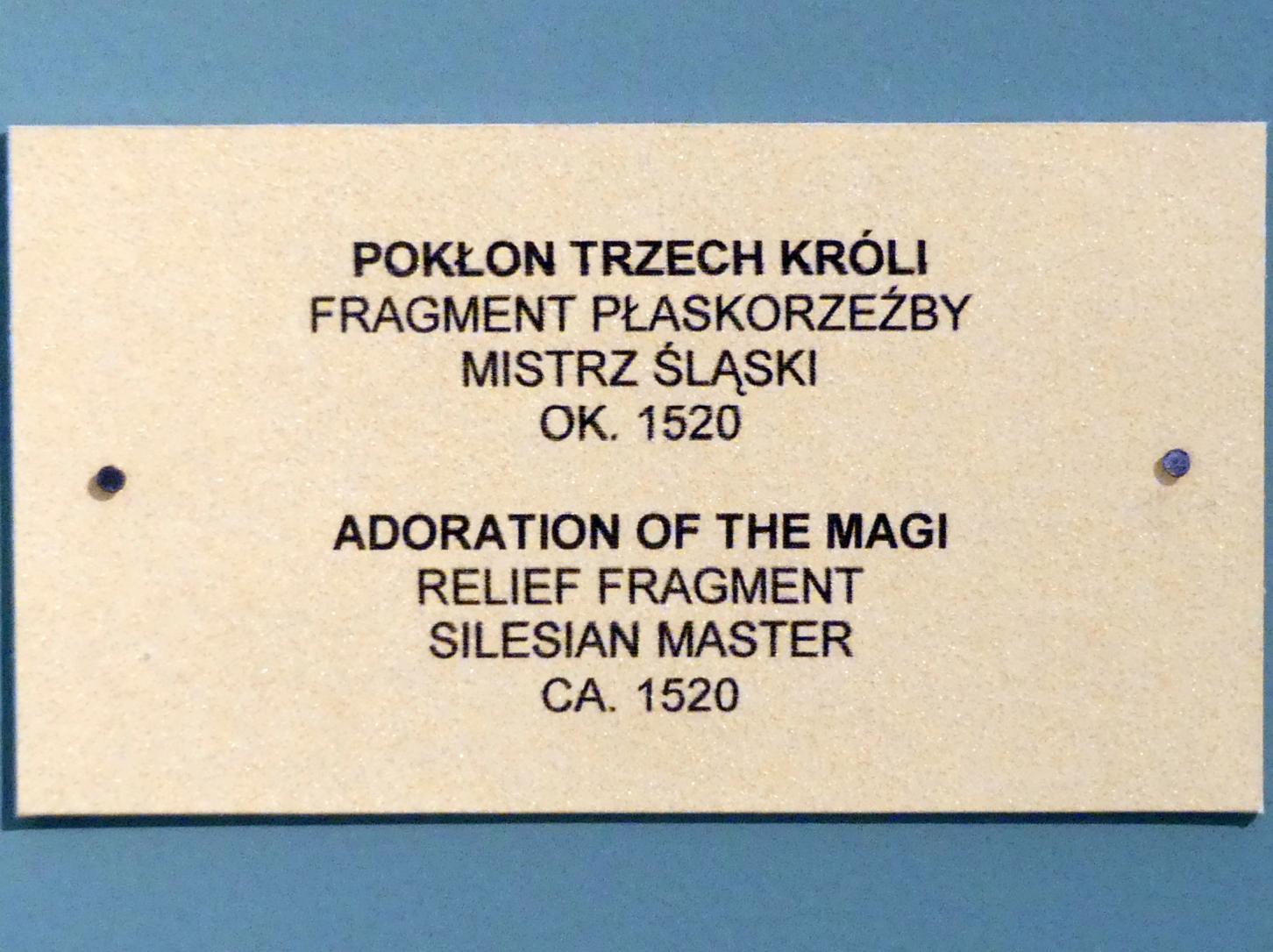Anbetung der Könige (Fragment), Breslau, Nationalmuseum, 1. OG, schlesische Kunst 14.-16. Jhd., Flur, um 1520, Bild 2/2