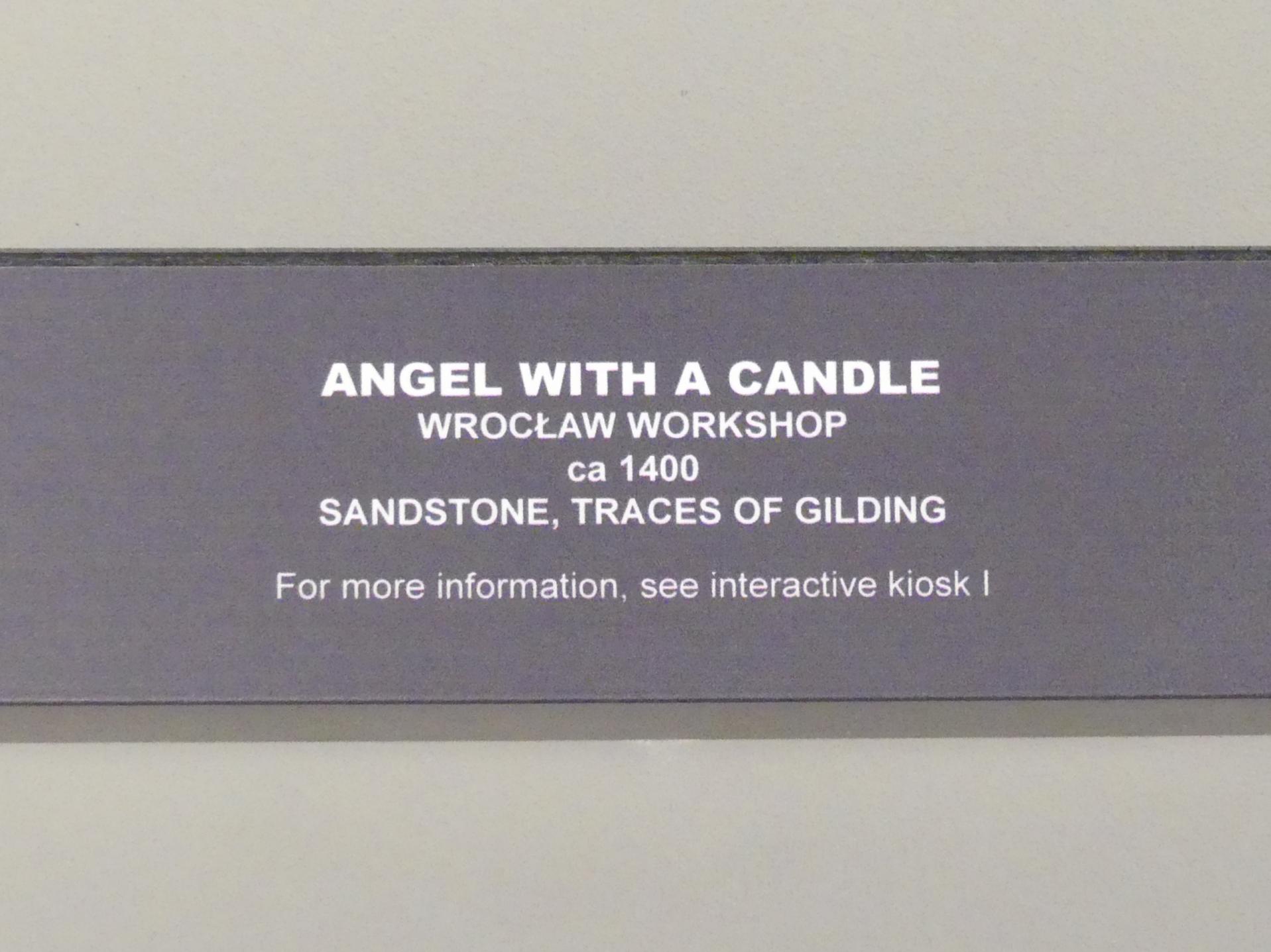 Engel mit Kerze, Breslau, Nationalmuseum, 1. OG, schlesische Steinskulptur 12.-16. Jhd.,, um 1400, Bild 2/2