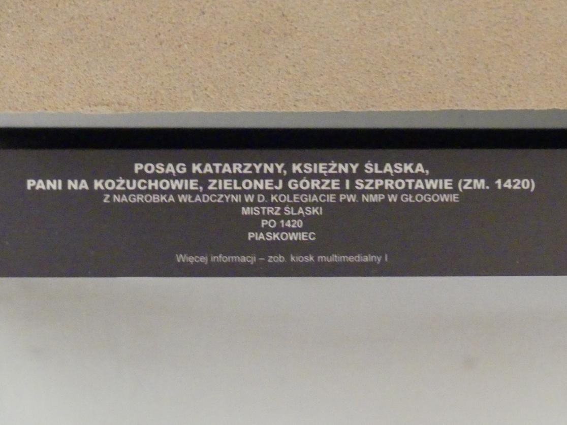 Grabstein der Katharina von Oppeln (1367-1420), Glogau (Głogów), Stiftskirche Mariä Himmelfahrt, jetzt Breslau, Nationalmuseum, 1. OG, schlesische Steinskulptur 12.-16. Jhd.,, nach 1420, Bild 3/4