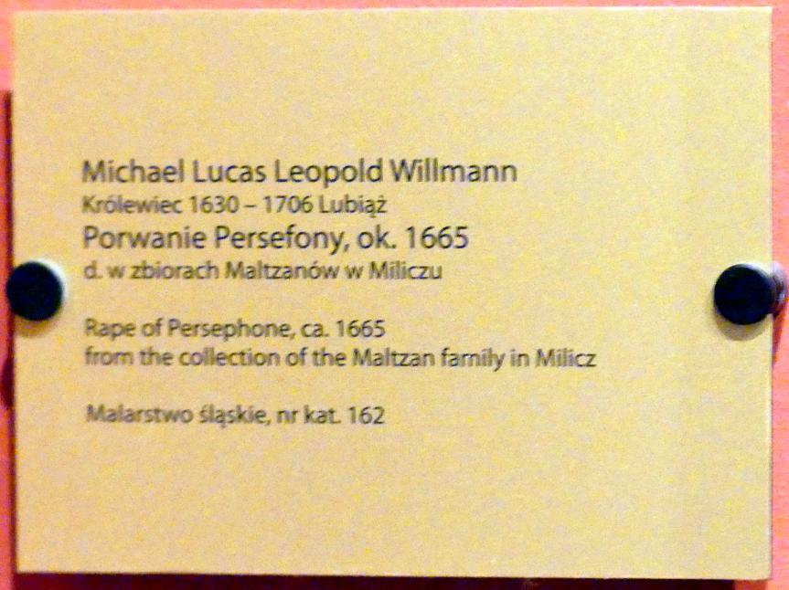 Michael Willmann (1650–1705), Entführung der Persephone, Breslau, Nationalmuseum, 1. OG, schlesische Kunst 16.-19. Jhd., Saal 6, um 1665, Bild 2/2