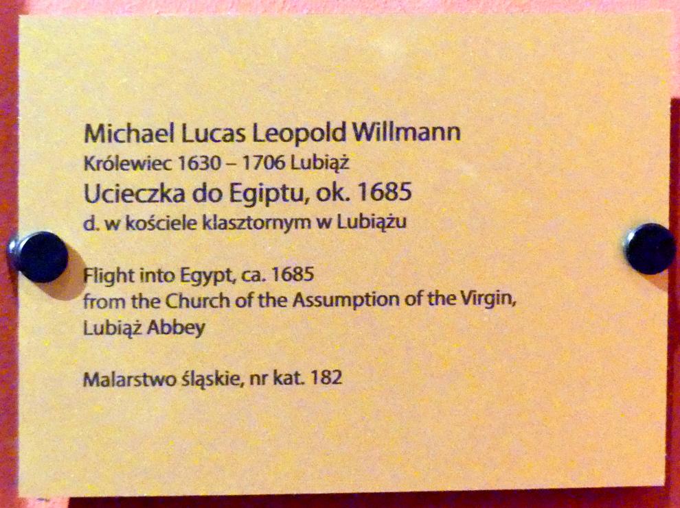 Michael Willmann (1650–1705), Flucht nach Ägypten, Leubus (Lubiąż), ehem. Zisterzienserabtei, ehem. Klosterkirche Mariä Himmelfahrt, jetzt Breslau, Nationalmuseum, 1. OG, schlesische Kunst 16.-19. Jhd., Saal 6, um 1685, Bild 2/2