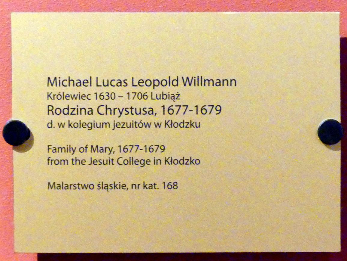 Michael Willmann (1650–1705), Heilige Sippe, Glatz (Kłodzko), ehem. Jesuitenkolleg, jetzt Breslau, Nationalmuseum, 1. OG, schlesische Kunst 16.-19. Jhd., Saal 6, 1677–1679, Bild 2/2