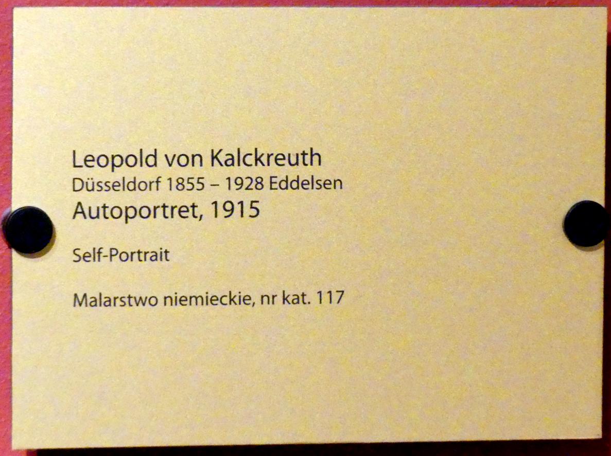 Leopold Graf von Kalckreuth (1886–1915), Selbstporträt, Breslau, Nationalmuseum, 1. OG, schlesische Kunst 16.-19. Jhd., Saal 11, 1915, Bild 2/2