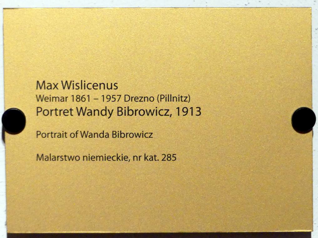Max Wislicenus (1900–1924), Porträt der Wanda Bibrowicz (1878-1954), polnische Künstlerin, Breslau, Nationalmuseum, 1. OG, schlesische Kunst 16.-19. Jhd., Saal 11, 1913, Bild 2/2
