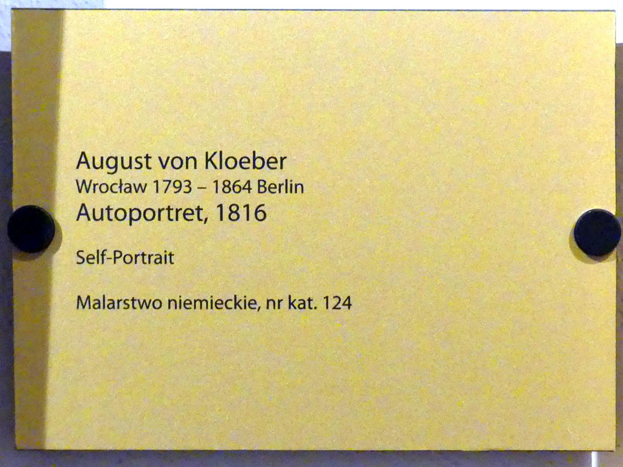 August von Kloeber (1816–1841), Selbstporträt, Breslau, Nationalmuseum, 1. OG, schlesische Kunst 16.-19. Jhd., Saal 9, 1816, Bild 2/2