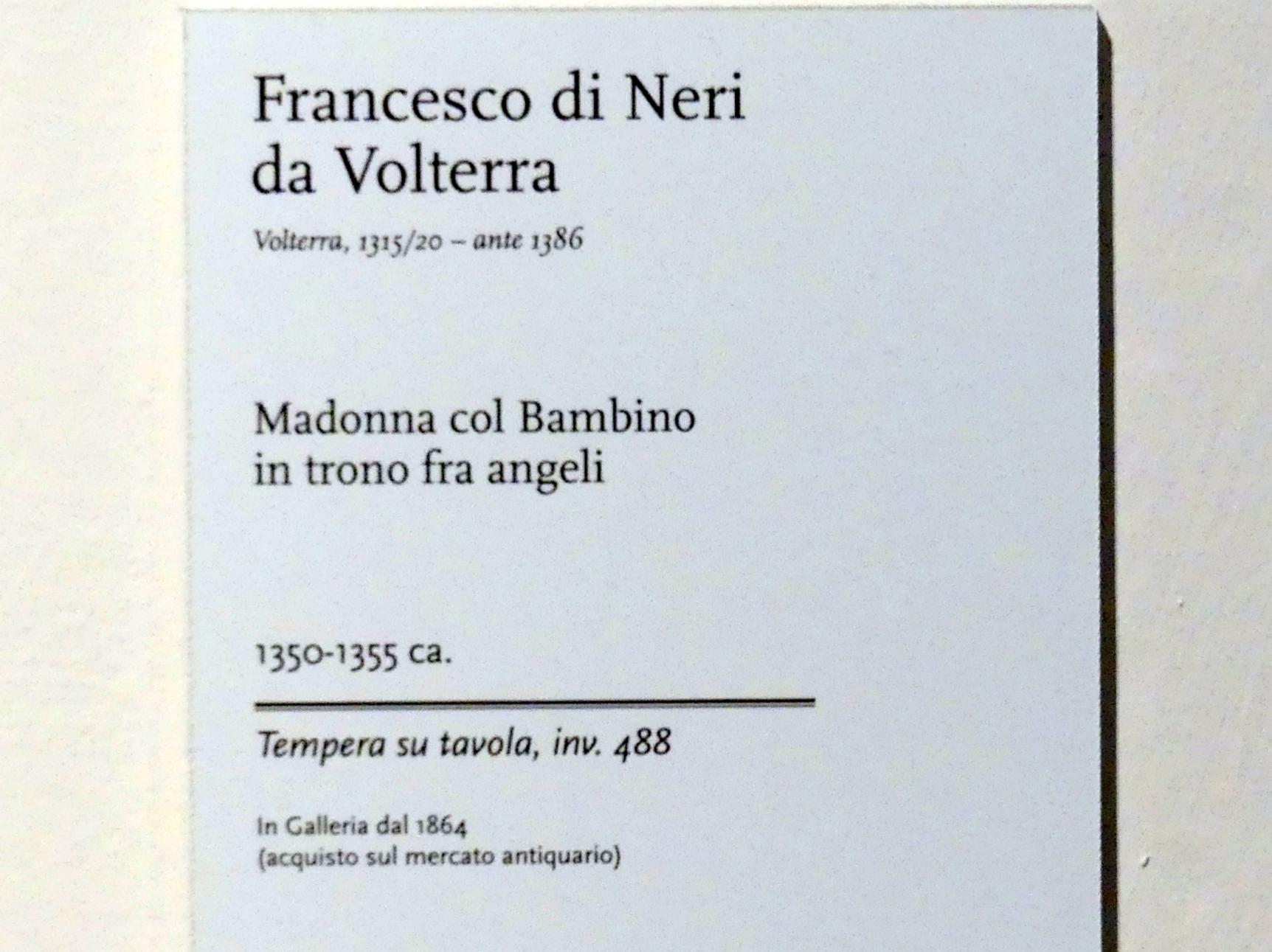 Francesco di Neri da Volterra (1352–1370), Maria mit Kind thront unter Engeln, Modena, Galleria Estense, Saal 2, um 1350–1355, Bild 2/2