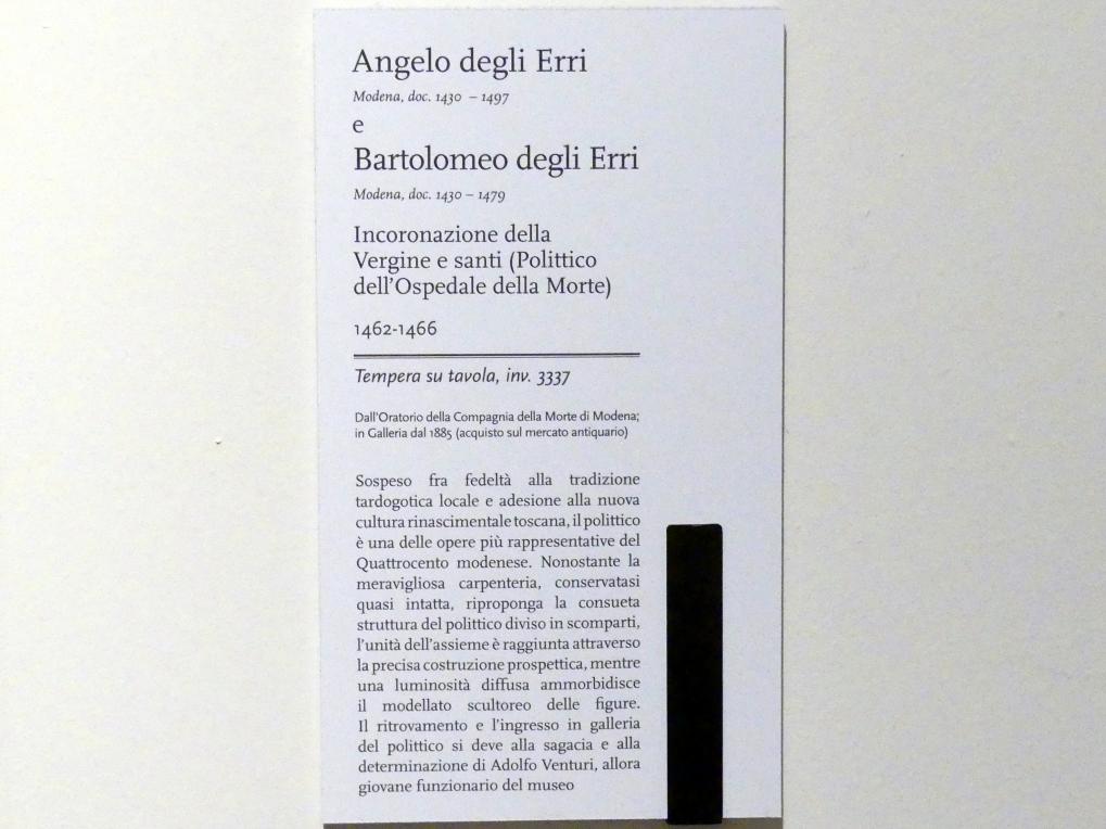 Angelo degli Erri (1464), Krönung Mariens und Heilige, Modena, Galleria Estense, Saal 3, 1462–1466, Bild 2/2