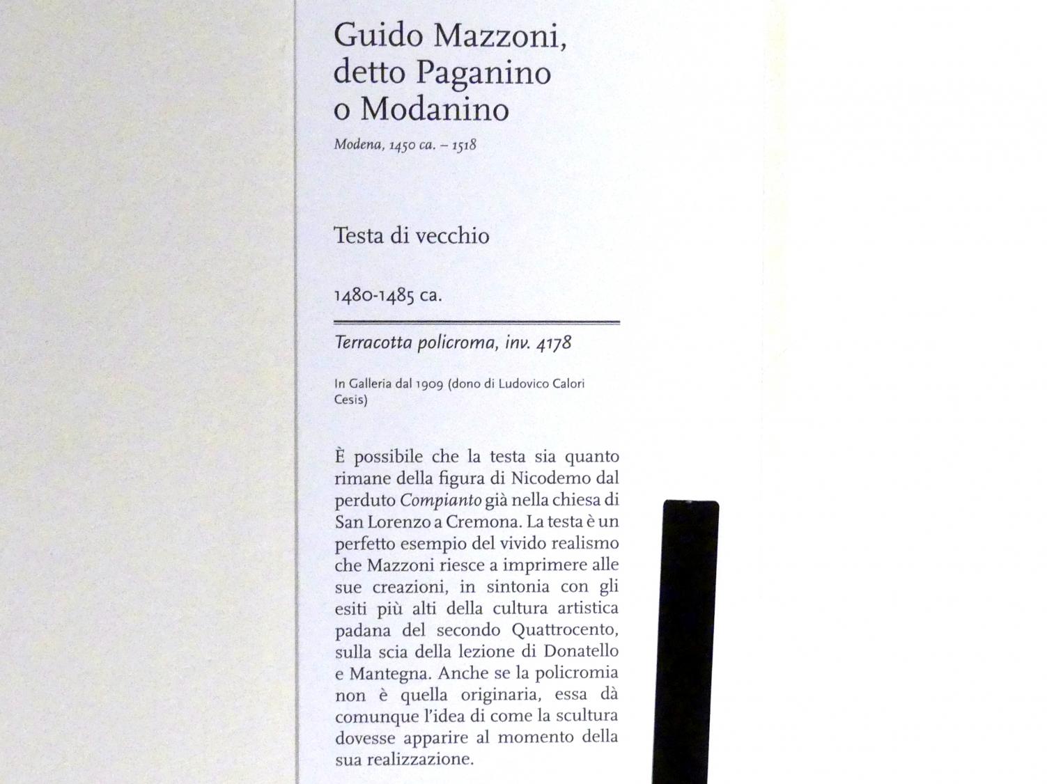 Guido Mazzoni (Paganino, Modanino) (1482), Büste eines Alten, Modena, Galleria Estense, Saal 6, 1480–1485, Bild 5/5