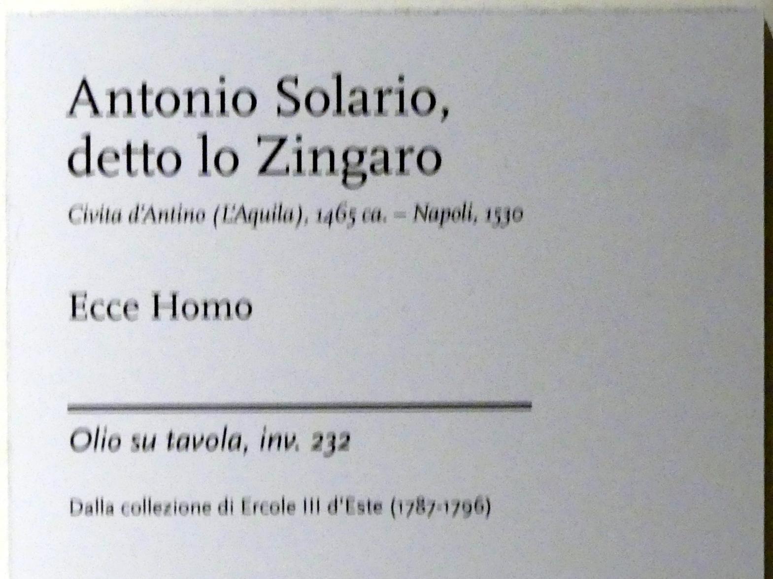 Antonio Solario (lo Zingaro) (1505), Ecce Homo, Modena, Galleria Estense, Saal 8, Undatiert, Bild 2/2