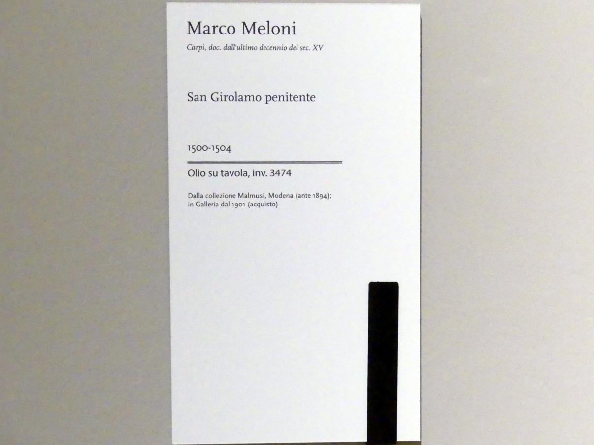 Marco Meloni (1502–1504), Der büßende hl. Hieronymus, Modena, Galleria Estense, Saal 10, 1500–1504, Bild 2/2