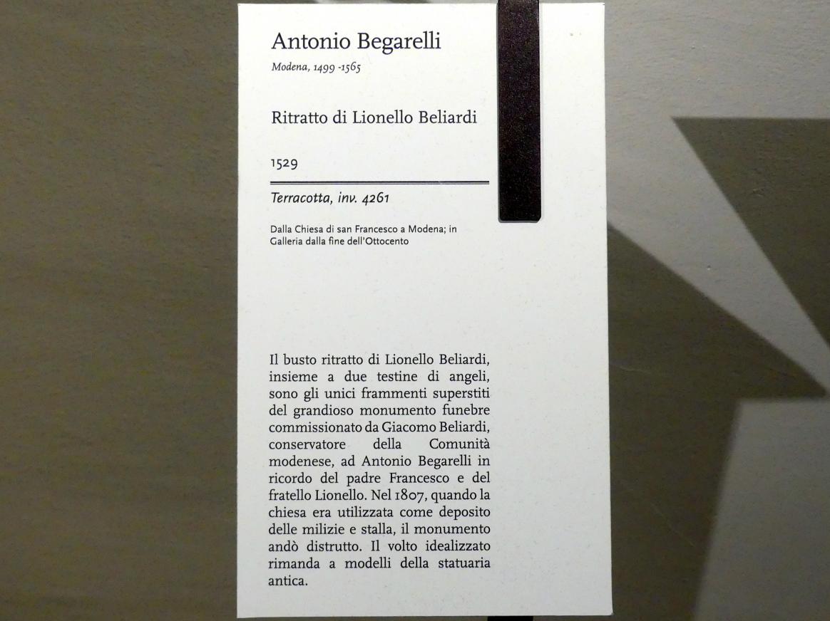 Antonio Begarelli (1529–1540), Büste des Lionello Beliardi, Modena, Chiesa di San Francesco, jetzt Modena, Galleria Estense, Saal 10, 1529, Bild 5/5