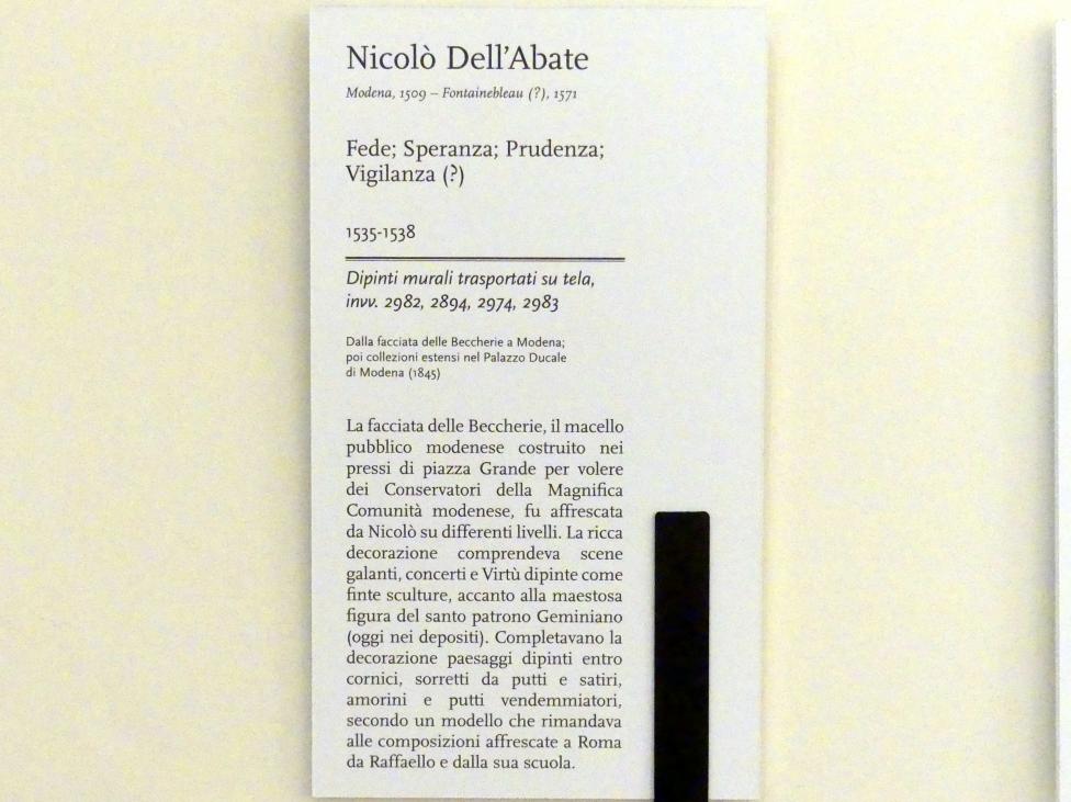 Nicolò dell’Abate (1532–1570), Glaube, Hoffnung, Klugheit, Wachsamkeit (?), Modena, Galleria Estense, Saal 11, 1535–1538, Bild 6/6