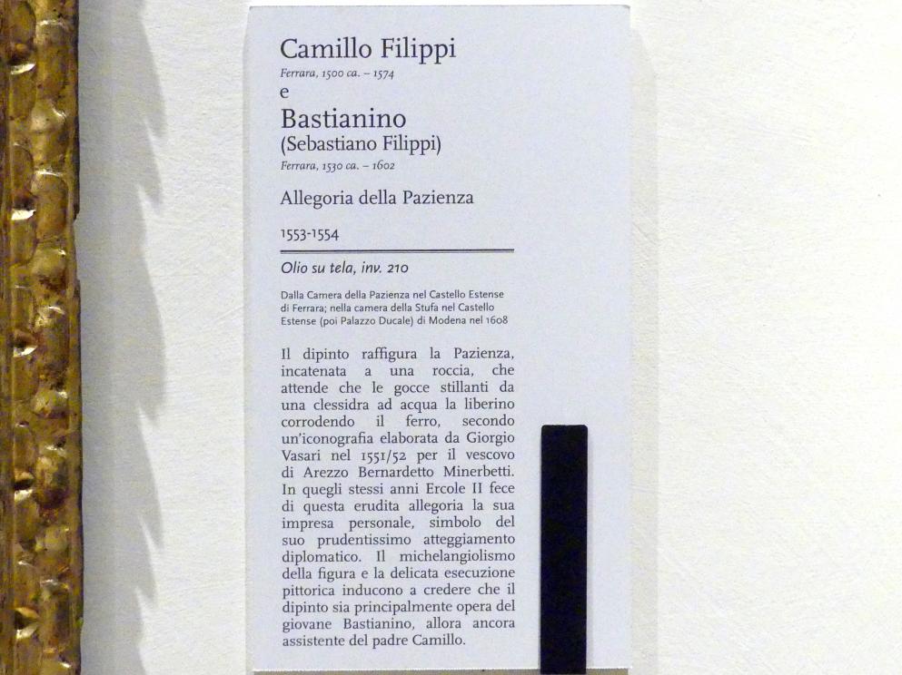 Camillo Filippi (1553), Allegorie der Geduld, Modena, Galleria Estense, Saal 12, 1553–1554, Bild 2/2