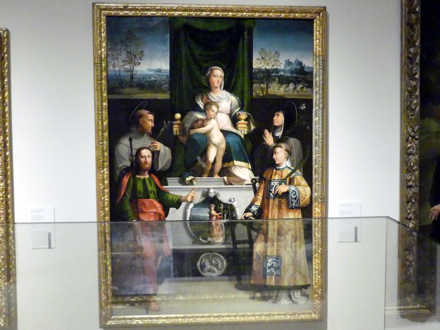 Nicolò dell’Abate (1532–1570), Thronende Madonna mit den hll. Franziskus, Klara, Jakobus und Laurentius, Modena, Galleria Estense, Saal 14, um 1540–1541, Bild 2/3