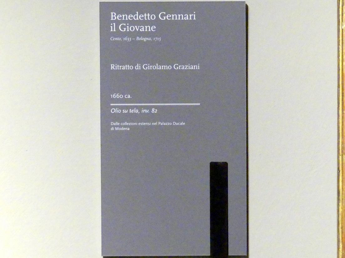 Benedetto Gennari II (1656–1679), Bildnis des Girolamo Graziani (1604-1675), italienischer Dichter, Modena, Galleria Estense, Saal 15, um 1660, Bild 2/2