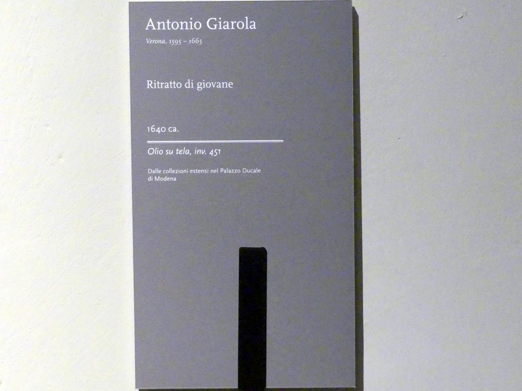 Antonio Giarola (1640), Bildnis eines Jünglings, Modena, Galleria Estense, Saal 15, um 1640, Bild 2/2