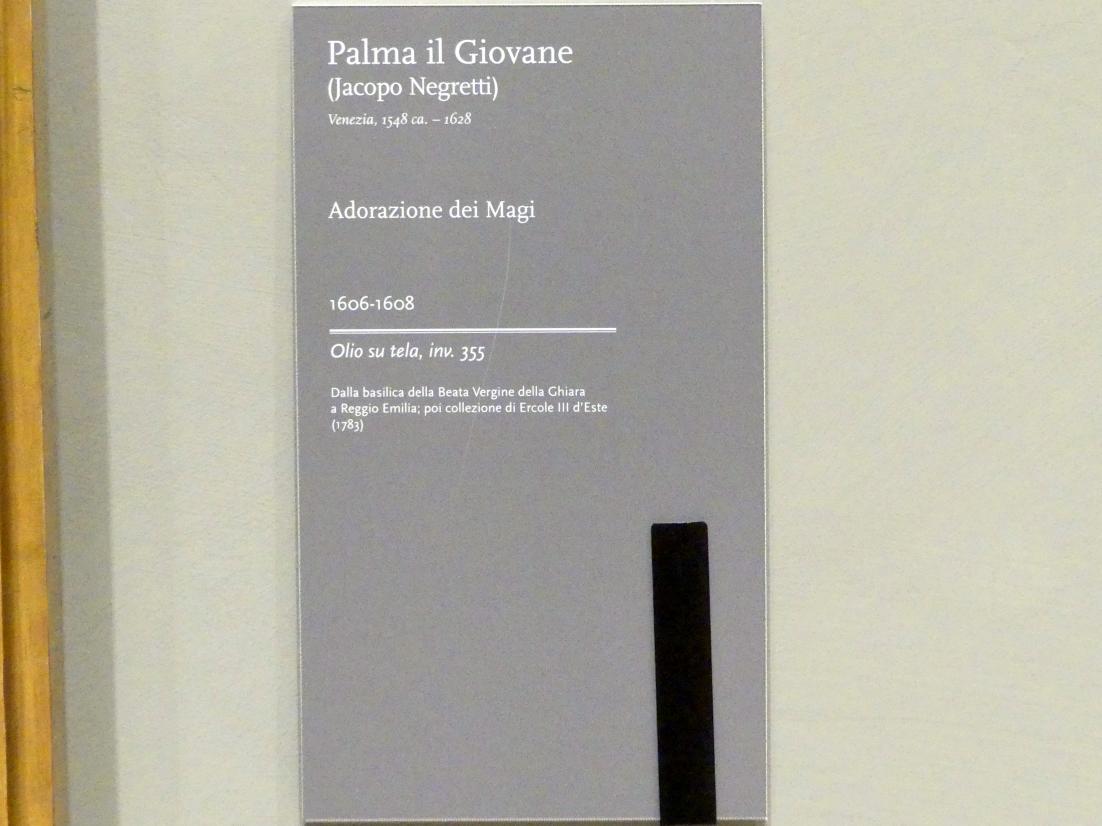 Jacopo Palma der Jüngere (Palma il Giovane / Giacomo Negretti) (1597–1620), Anbetung der Könige, Reggio Emilia, basilica della Madonna della Ghiara, jetzt Modena, Galleria Estense, Saal 17, 1606–1608, Bild 2/2