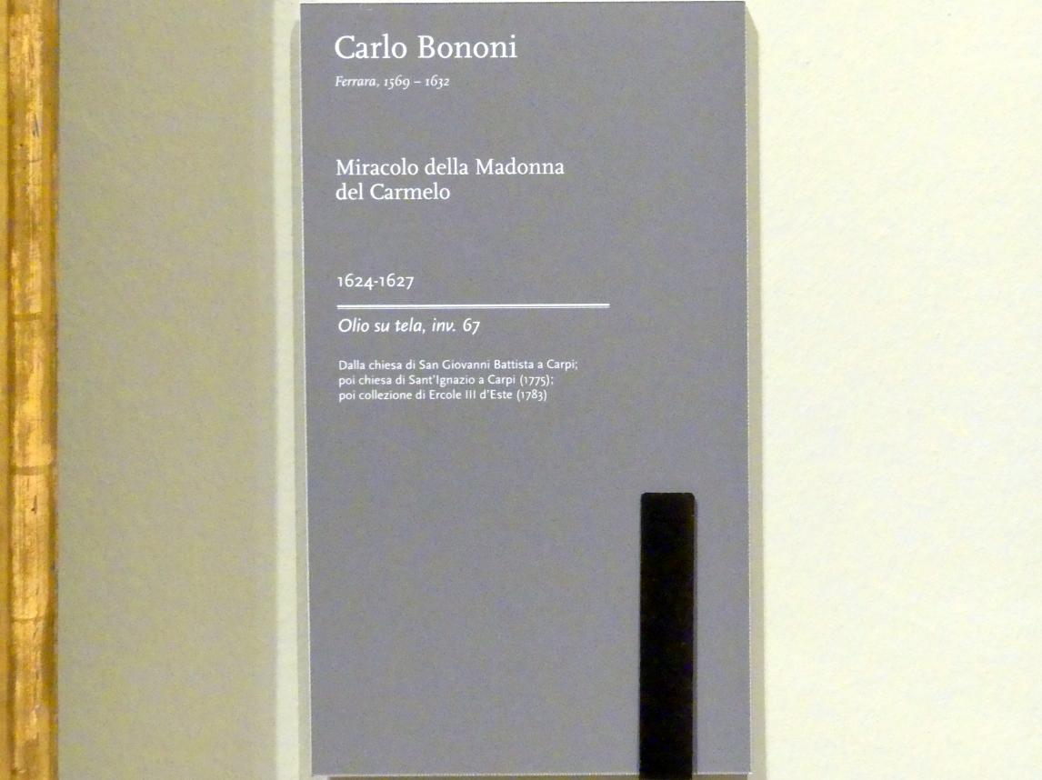 Carlo Bononi (1592–1626), Wunder der Madonna del Carmine von Palmi, Carpi, chiesa di San Giovanni Battista, jetzt Modena, Galleria Estense, Saal 18, 1624–1627, Bild 2/2