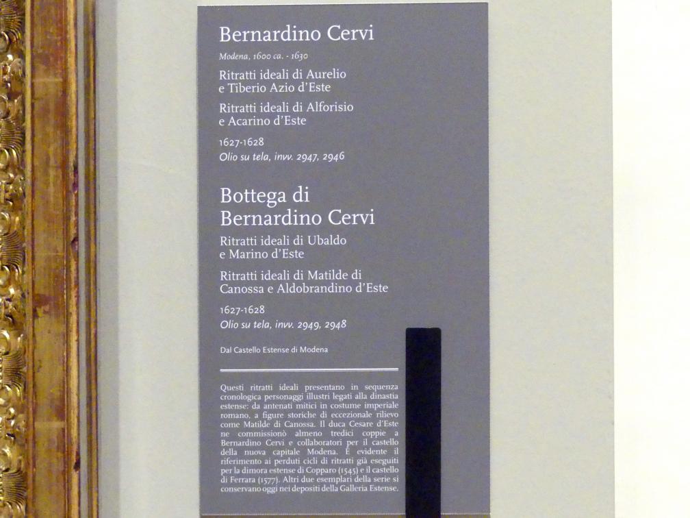 Bernardino Cervi (Werkstatt) (1627), Idealisierte Porträts der Matilde di Canossa und des Aldobrandino  d'Este, Modena, Castello Estense, jetzt Modena, Galleria Estense, Saal 18, 1627–1628, Bild 2/2