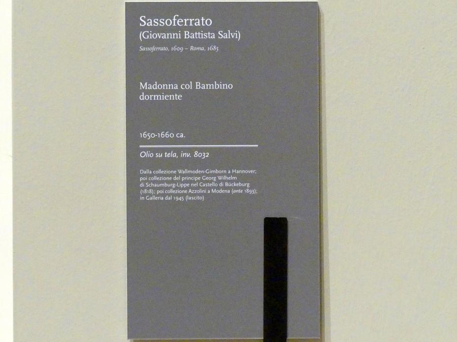 Giovanni Battista Salvi (Sassoferrato) (1638–1672), Maria mit dem schlafenden Kind, Modena, Galleria Estense, Saal 18, um 1650–1660, Bild 2/2