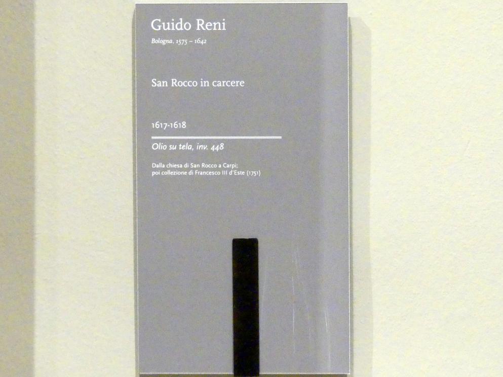 Guido Reni (1596–1641), Heiliger Rochus im Gefängnis, Carpi, chiesa di San Rocco, jetzt Modena, Galleria Estense, Saal 18, 1617–1618, Bild 2/2