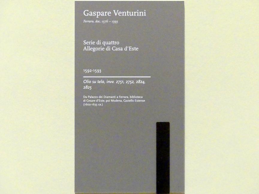 Gaspare Venturini (1592), Serie von vier Allegorien auf das Haus d'Este, Ferrara, Palazzo dei Diamanti, jetzt Modena, Galleria Estense, Saal 18, 1592–1593, Bild 5/5