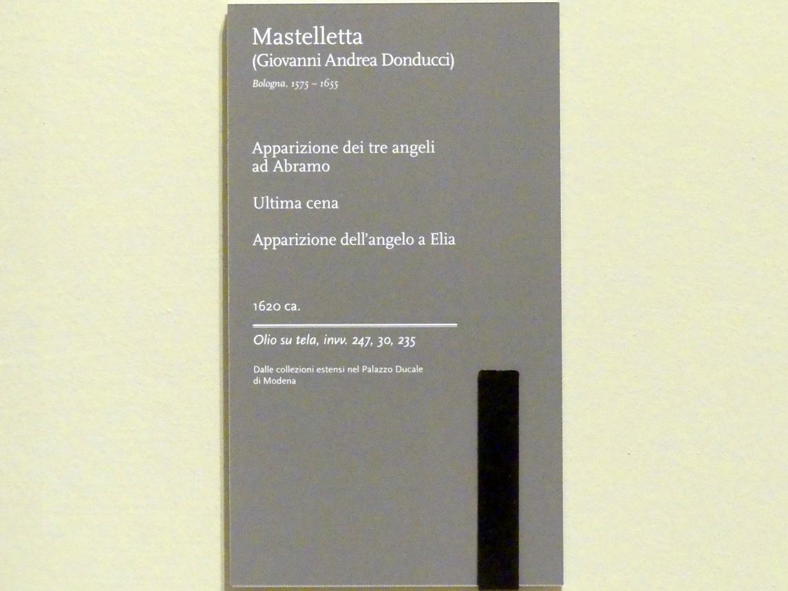 Giovanni Andrea Donducci (Mastellétta) (1608–1620), Erscheinung dreier Engel vor Abraham, Modena, Galleria Estense, Saal 18, um 1620, Bild 2/2