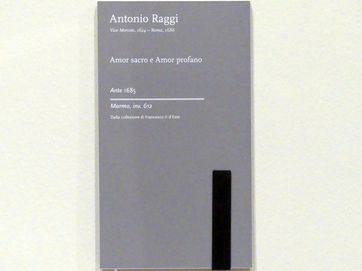 Antonio Raggi (1652–1684), Der heilige und der weltliche Amor, Modena, Galleria Estense, Saal 19, vor 1685, Bild 5/5