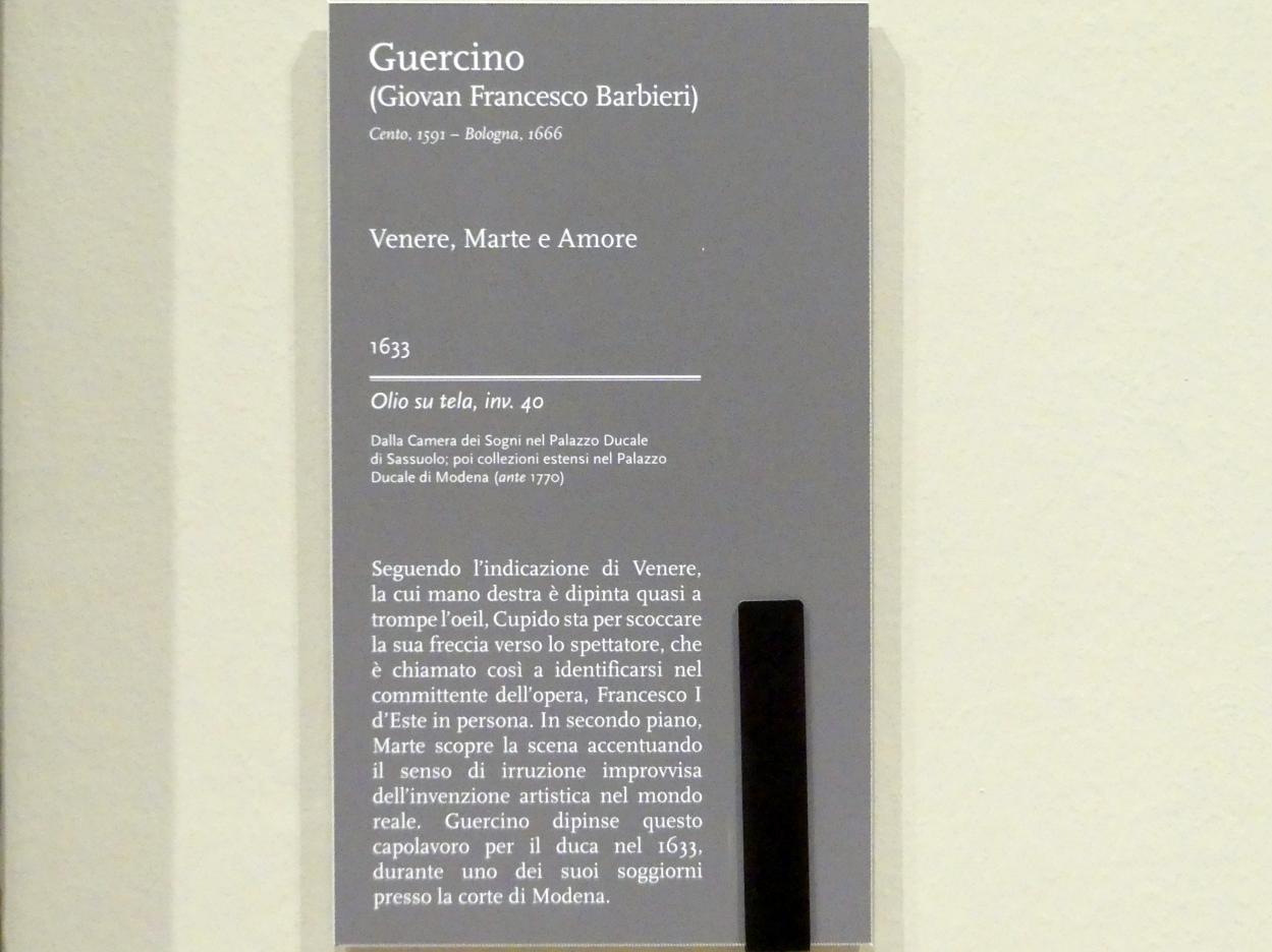 Giovanni Francesco Barbieri (Il Guercino) (1612–1659), Venus, Mars und Amor, Sassuolo, Palazzo Ducale, jetzt Modena, Galleria Estense, Saal 19, 1633, Bild 2/2