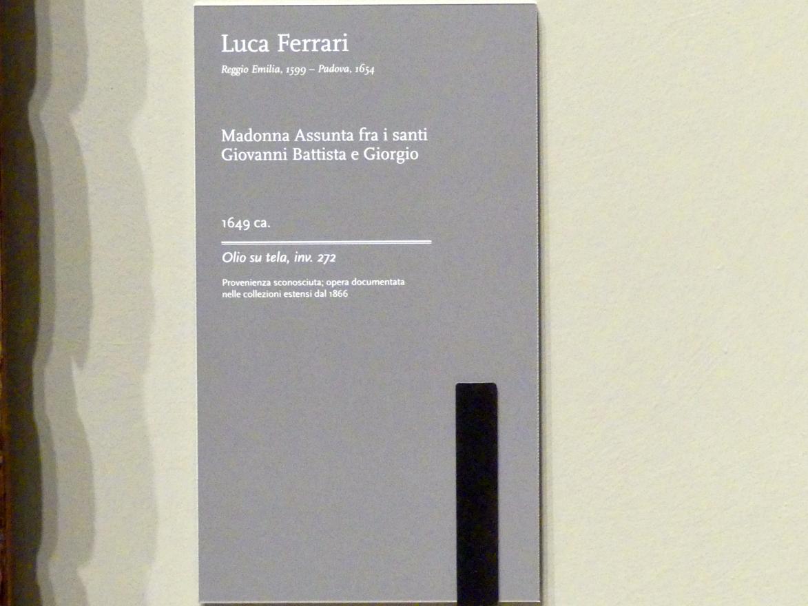 Luca Ferrari (1645–1649), Himmelfahrt Mariens zwischen Johannes dem Täufer und dem hl. Georg, Modena, Galleria Estense, Saal 19, um 1649, Bild 2/2