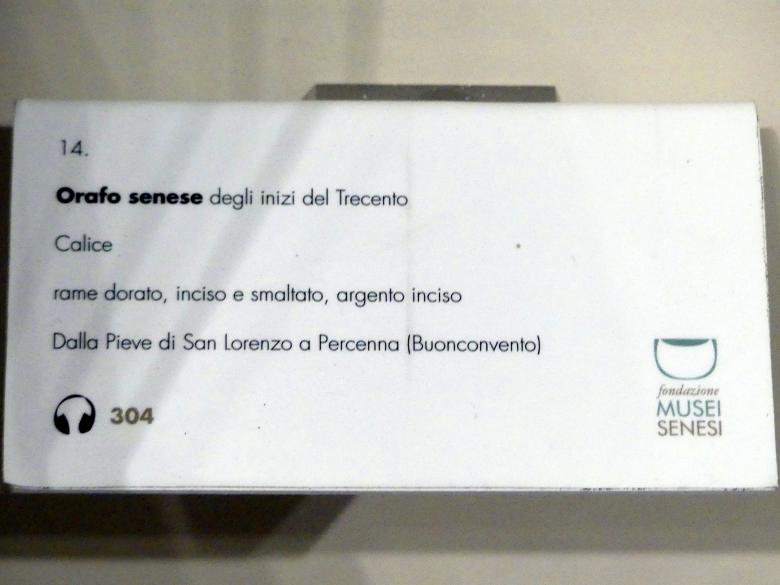 Kelch, Percenna, Chiesa di San Lorenzo, jetzt Buonconvento, Museo d’Arte Sacra della Val d’Arbia, Saal 3, Beginn 14. Jhd., Bild 4/4