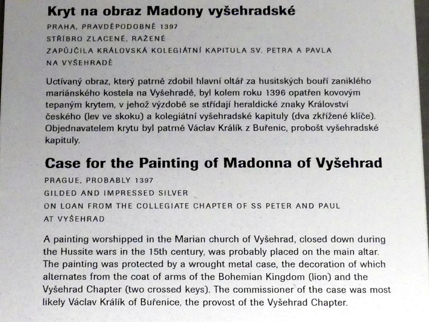 Silbergehäuse für das Gemälde der Madonna von Vyšehrad, Prag-Vyšehrad, Prager Hochburg, jetzt Prag, Nationalgalerie im Agneskloster, Saal A, 1397, Bild 2/2