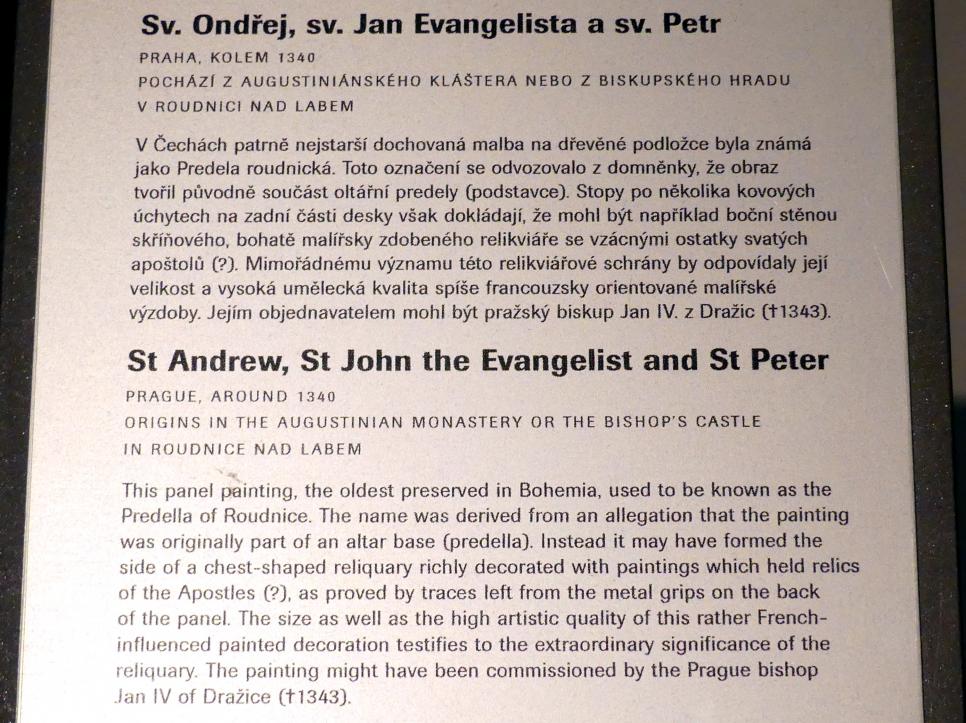 Apostel Andreas, Evangelist Johannes und Apostel Petrus, Raudnitz an der Elbe (Roudnice nad Labem), ehem. Augustinerkloster, jetzt Prag, Nationalgalerie im Agneskloster, Saal A, um 1340, Bild 2/2