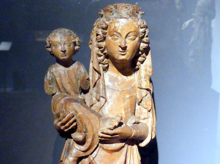 Meister der Madonna von Michle (1340–1345), Madonna von Hrabová, Triebendorf (Třebařov), ehem. Augustinereremiten-Kloster, jetzt Prag, Nationalgalerie im Agneskloster, Saal B, um 1345, Bild 2/3