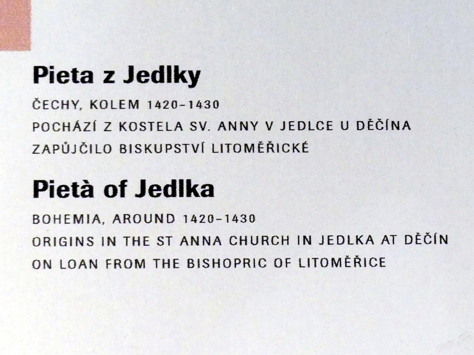Pietà von Jedlka, Jedlka, Pfarrkirche St. Anna, jetzt Prag, Nationalgalerie im Agneskloster, Saal H, um 1420–1430, Bild 4/4