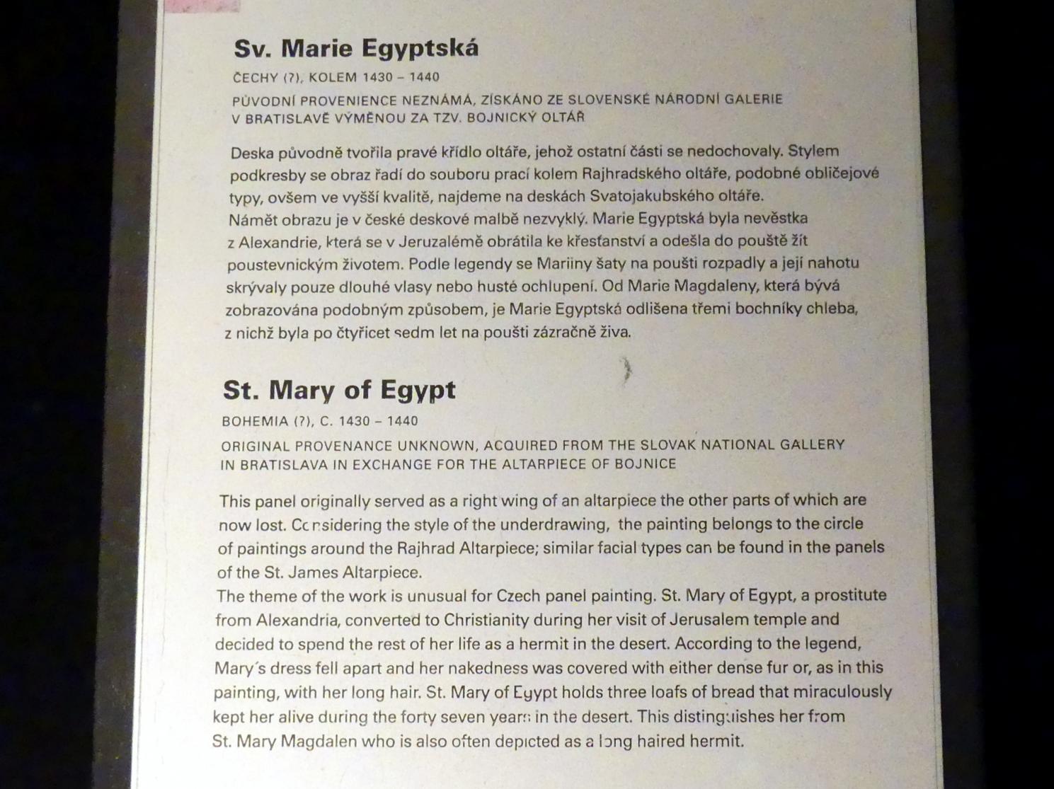 Heilige Maria von Ägypten, Prag, Nationalgalerie im Agneskloster, Saal I, um 1430–1440, Bild 2/2