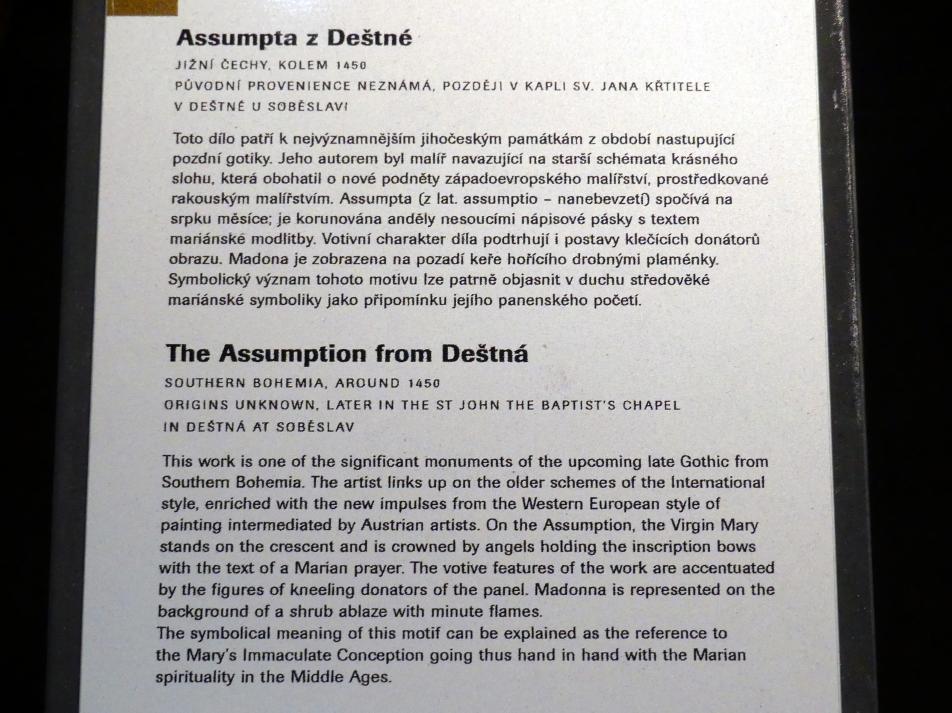 Mariä Aufnahme in den Himmel von Deštná, Prag, Nationalgalerie im Agneskloster, Saal J, um 1450, Bild 2/2