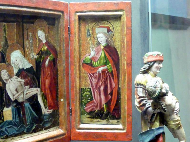 Altarbild mit Pietá und den hll. Ottilie und Apollonia, Prag, Nationalgalerie im Agneskloster, Saal K, um 1480, Bild 4/5