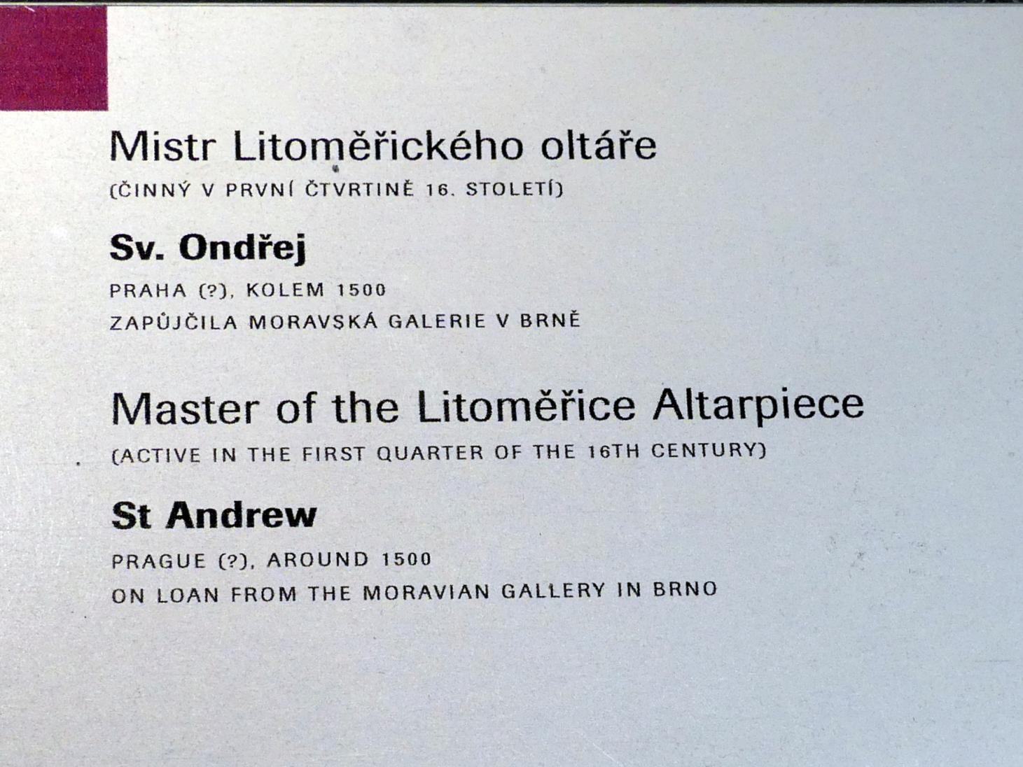 Meister des Leitmeritzer Altars (1500–1515), Apostel Andreas, Prag, Nationalgalerie im Agneskloster, Saal L, um 1500, Bild 2/2