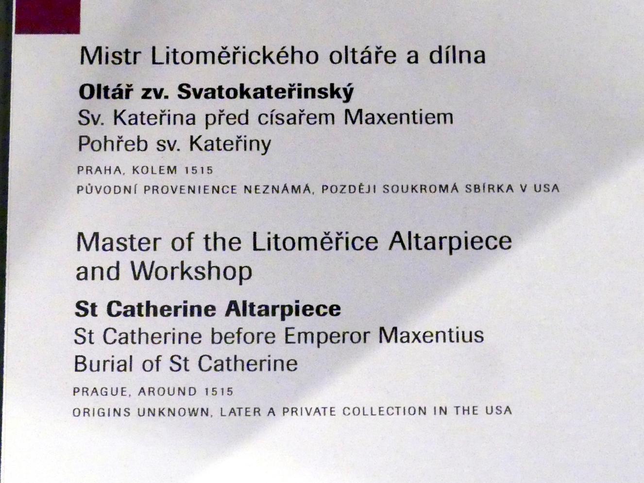 Meister des Leitmeritzer Altars (1500–1515), Heilige Katharina vor Kaiser Maxentius, Prag, Nationalgalerie im Agneskloster, Saal L, um 1515, Bild 2/2
