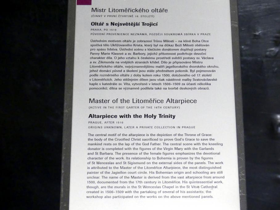 Meister des Leitmeritzer Altars (1500–1515), Dreifaltigkeitsaltar, Prag, Nationalgalerie im Agneskloster, Saal L, nach 1510, Bild 5/5
