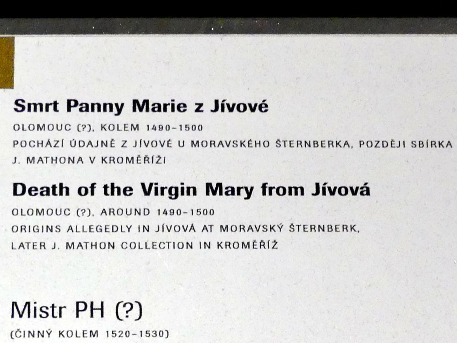 Entschlafung Mariens von Giebau (Jívová), Prag, Nationalgalerie im Agneskloster, Saal L, um 1490–1500, Bild 2/2