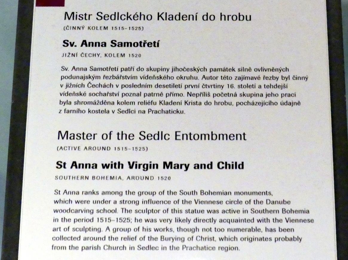 Meister der Grablegung von Sedlec (1520), Heilige Anna Selbdritt, Prag, Nationalgalerie im Agneskloster, Saal N, um 1520, Bild 5/5