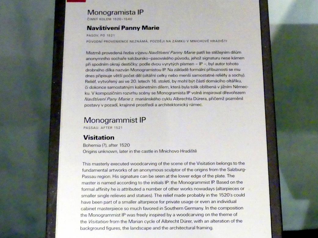 Monogrammist IP (Meister IP) (1520–1530), Mariä Heimsuchung, Prag, Nationalgalerie im Agneskloster, Saal N, nach 1520, Bild 2/2