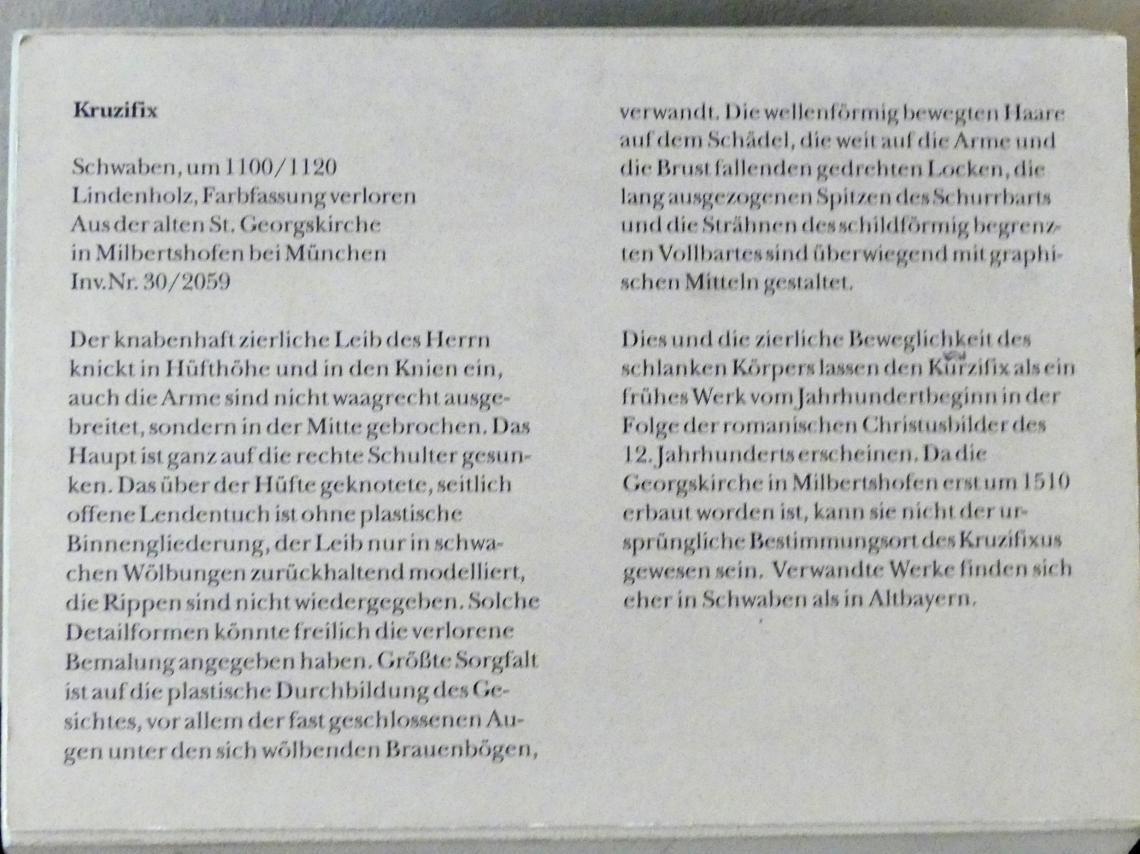 Kruzifixus, München, Bayerisches Nationalmuseum, Saal 1, um 1100–1120, Bild 2/2