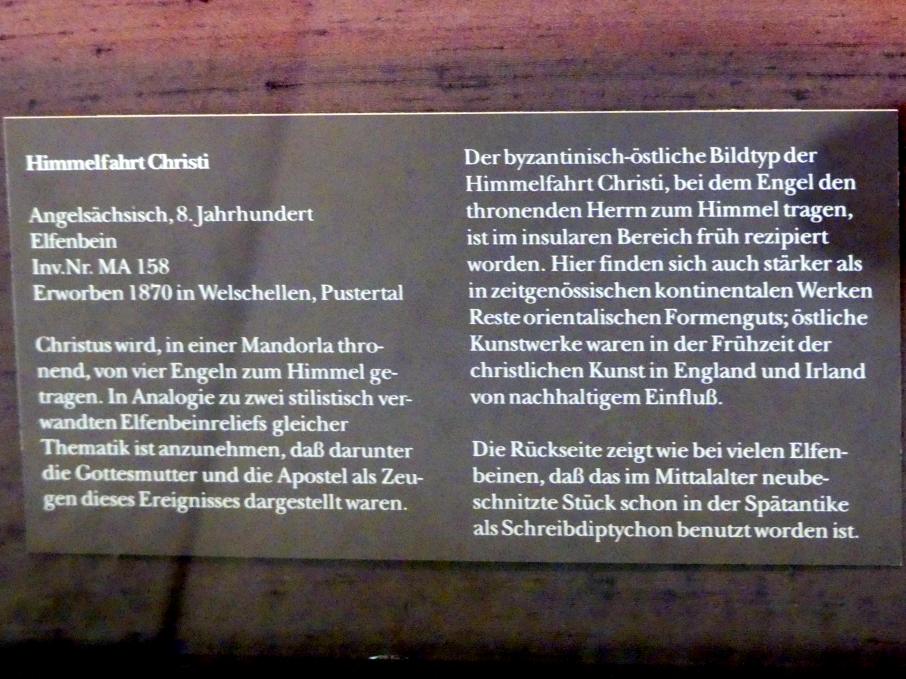 Himmelfahrt Christi, München, Bayerisches Nationalmuseum, Saal 1, 8. Jhd., Bild 2/2