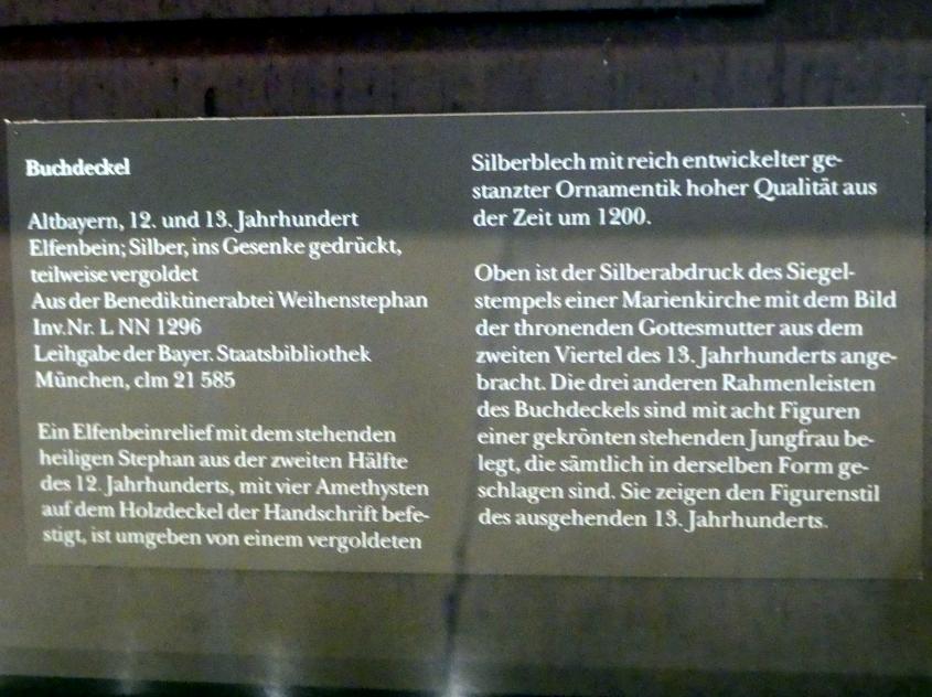 Buchdeckel, Weihenstephan, ehem. Benediktinerabtei, jetzt München, Bayerisches Nationalmuseum, Saal 1, 1100–1300, Bild 2/2